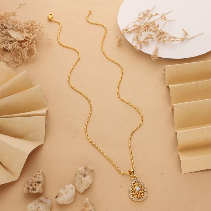 micro gold polish chain pendant 672 Artifical jwellery supplier in Ahmedabad